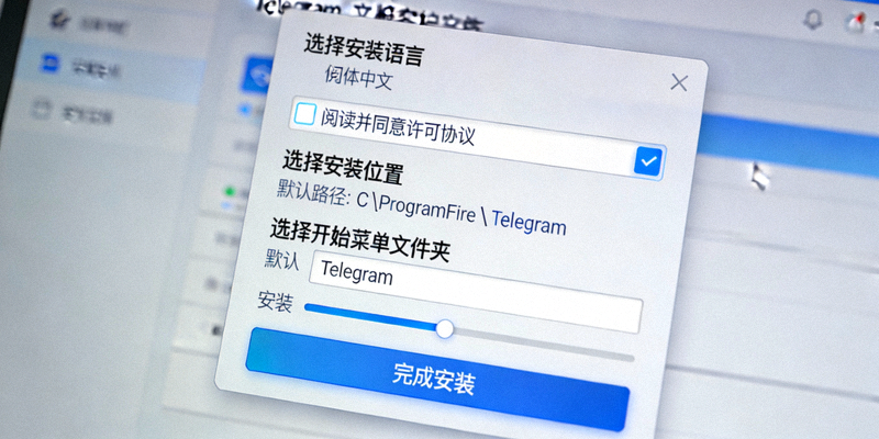 电脑屏幕上显示Telegram中文版客户端安装向导界面的详细步骤截图