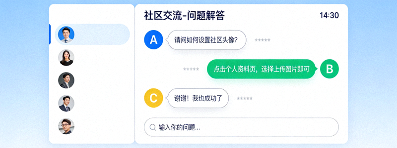 模拟活跃社区频道中用户交流与问题解答的聊天界面