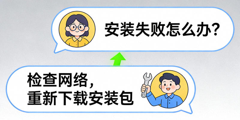 象征安装问题解决与互助的问答对话框概念图